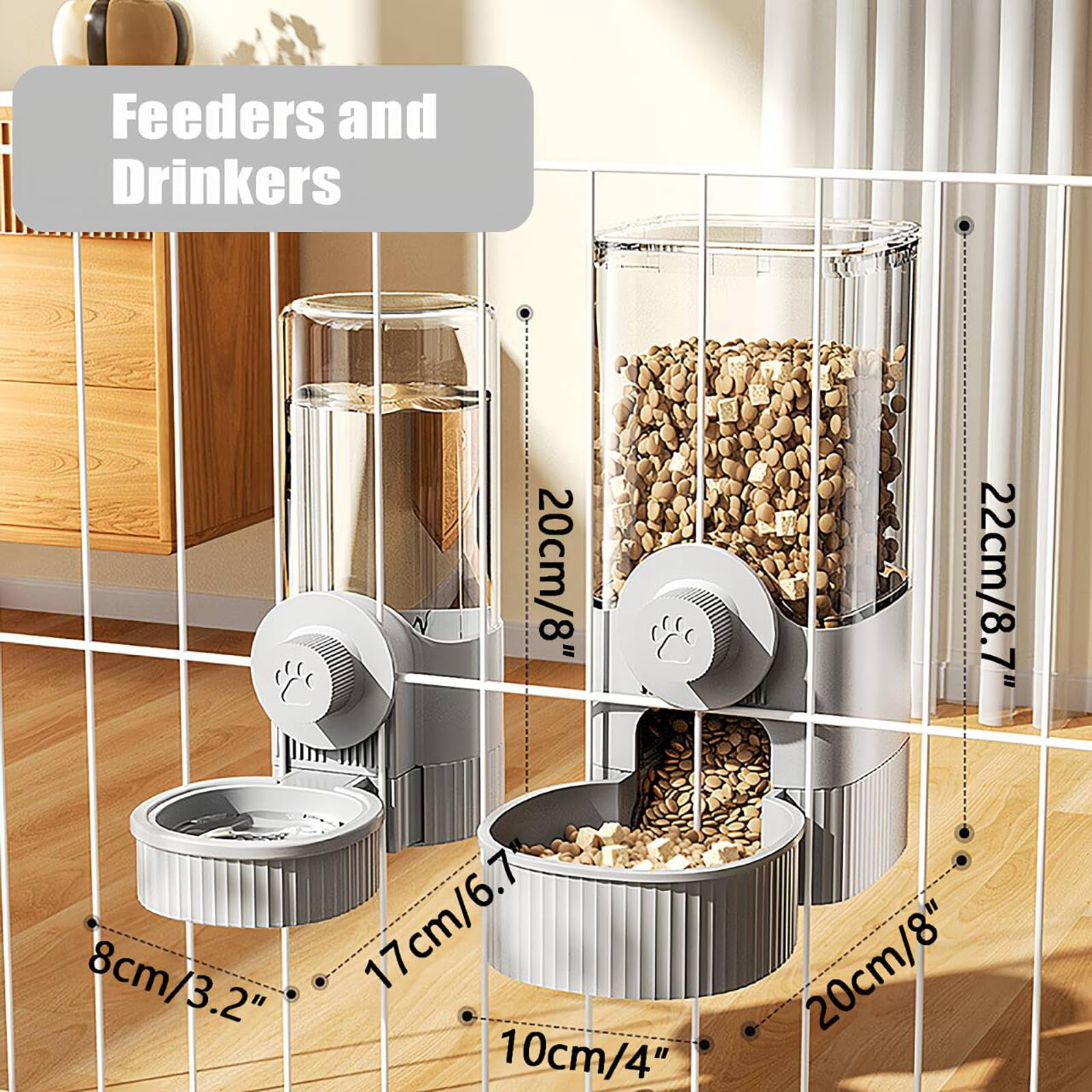 Cat Hanging Water Dispenser - 520ml Capacity, Detachable Design with Stainless Steel Bowl, for Cats, Easy to Install, Space-Saving