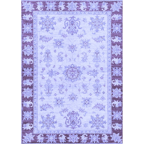 Ahgly Company Machine Washable Indoor Rectangle Oriental Blue Traditional Area Rugs, 8' x 10'