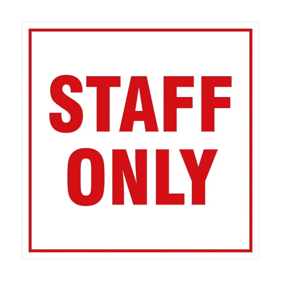 Square Staff Only Sign (White/Red) - Medium