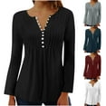 thumbnail image 2 of gakvbuo Buttons Up Tunic Tops For Women Long Sleeve V-Neck Pleated Ruffle Button Shirts Blouses Dressy Casual Work Shirts, 2 of 5