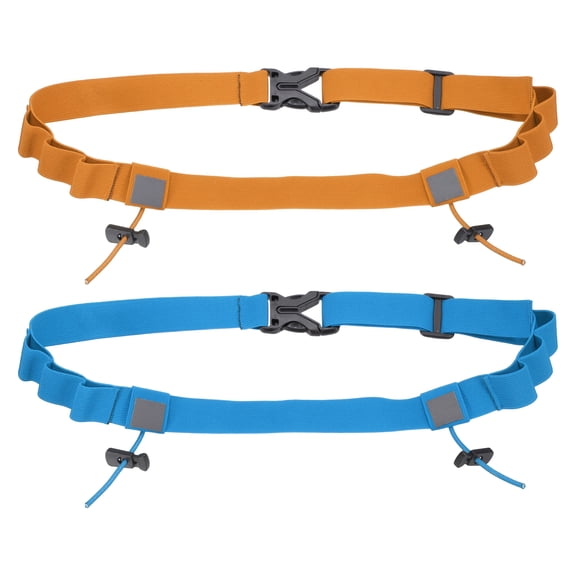 Uxcell Race Number Belt, Elastic Comfortable Running Belts with 6 Energy Gel Loops for Triathlon 2 Pcs & Orange/Sky Blue