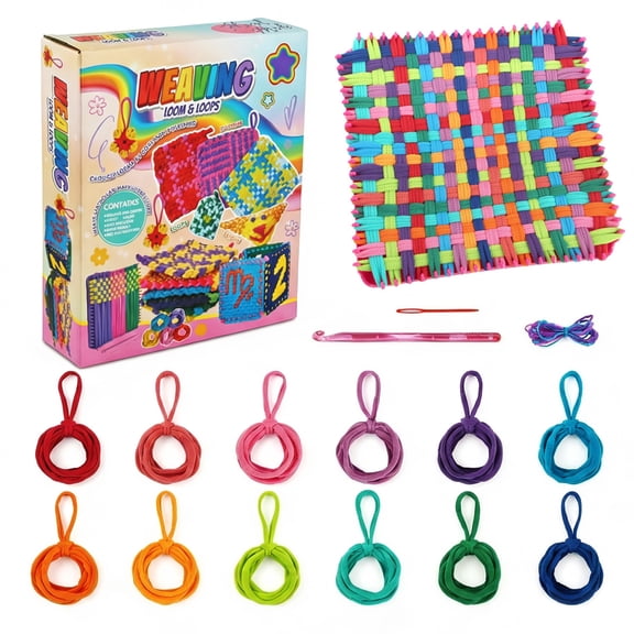 Weaving Loom Kit Toys, DIY Arts and Crafts for Kids and Adults, Ideal Gifts for Girls, Easy Potholder Loom Knitting Activity for Beginners, 192 Loops