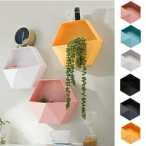 Cheer.US Plastic Wall Planter, Flower Pots Vase, Geometric Hexagon Pot Hanging Planter Container Flower Pot Holder Home Wall Decor for Succulent Plants, Air Plant, Mini Cactus, Faux Plants
