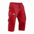 thumbnail image 5 of Domuza Men's Cargo Shorts 3/4 Relaxed Fit Below Knee Work Shorts Drawstring Elastic Waist Hiking Shorts with Pockets Wine XL, 5 of 7