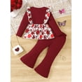 thumbnail image 3 of 4T Baby Girls Clothes 4T Girls Fall Winter Pant Set Toddler Girls Long Sleeve Round Neckline Floral Top Pants 2PCS Set Red, 3 of 9