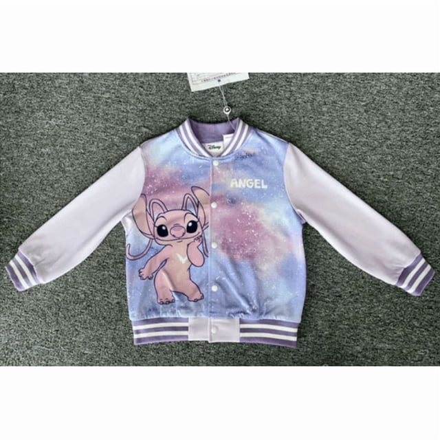 Disney Stitch. Chaquetas tipo bomber para niños, sweatshirts ligeros de estilo varsity con estampado de tie-dye, ideales como regalos en tallas de 6 a 14.