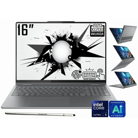 Lenovo Yoga 7i 2-in-1 Copilot  AI Laptop, 16" 2K LCD IPS Touchscreen, Intel Ultra 5 226V(>Ultra 7 155U), WiFi 7, Backlit KB, Fingerprint, FHD Webcam, Stylus Pen, Win 11 Home(16GB DDR5 RAM|512GB SSD)