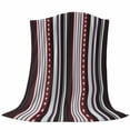 thumbnail image 6 of Red Blue Black Striped Blanket Soft Cozy Warm Twin Blanket for Bed, Plush Fuzzy Flannel Fleece Blankets for Sofa, Modern Stripes Star Throw Blankets for Couch, Lightweight Gifts for Women, 60"x80", 6 of 9