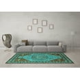 thumbnail image 3 of Ahgly Company Machine Washable Indoor Rectangle Oriental Turquoise Blue Industrial Area Rugs, 4' x 6', 3 of 4