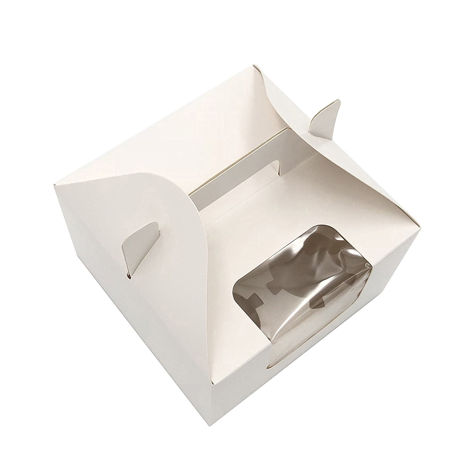 Cupcake Boxes 4 Cavity Holds with Window, Handle and Inserts Cardboard