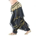thumbnail image 2 of BellyLady Belly Dance Harem Pants Tribal Baggy Arabic Halloween Pants-Black, 2 of 5