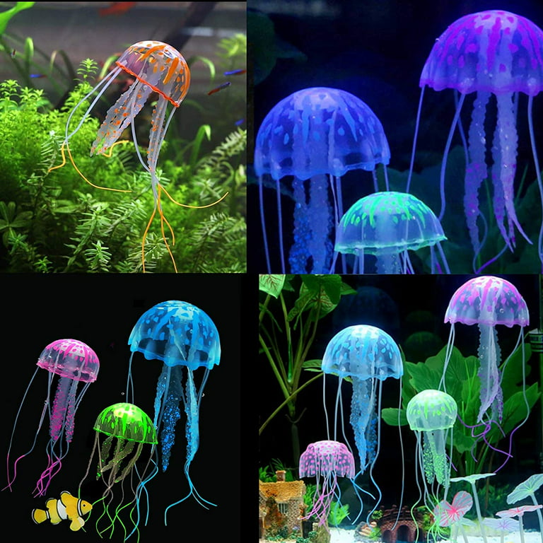 6pcs Colorful Jellyfish Decoration With Luminous Effect Aquarium Decoration  Add Realistic Silicone Floating Decoration Fish Tank Landscape Decoration