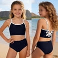 thumbnail image 4 of ZXLBBD Girls Bathing Suit 2 Piece Spaghetti Straps Back Hollow Floral Design Cute Tankini Top and Bikini Bottom for Toddler Youth Casual Beach Outdoor,Black,11 Y-12 Y, 4 of 6