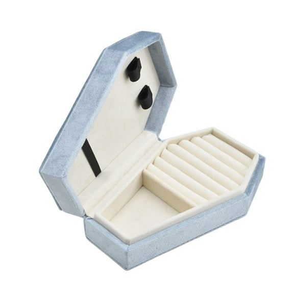 Wovilon Velvet Coffin Necklace Jewelry Jewelry Storage Box Portable Coffin Velvet Jewelry Box