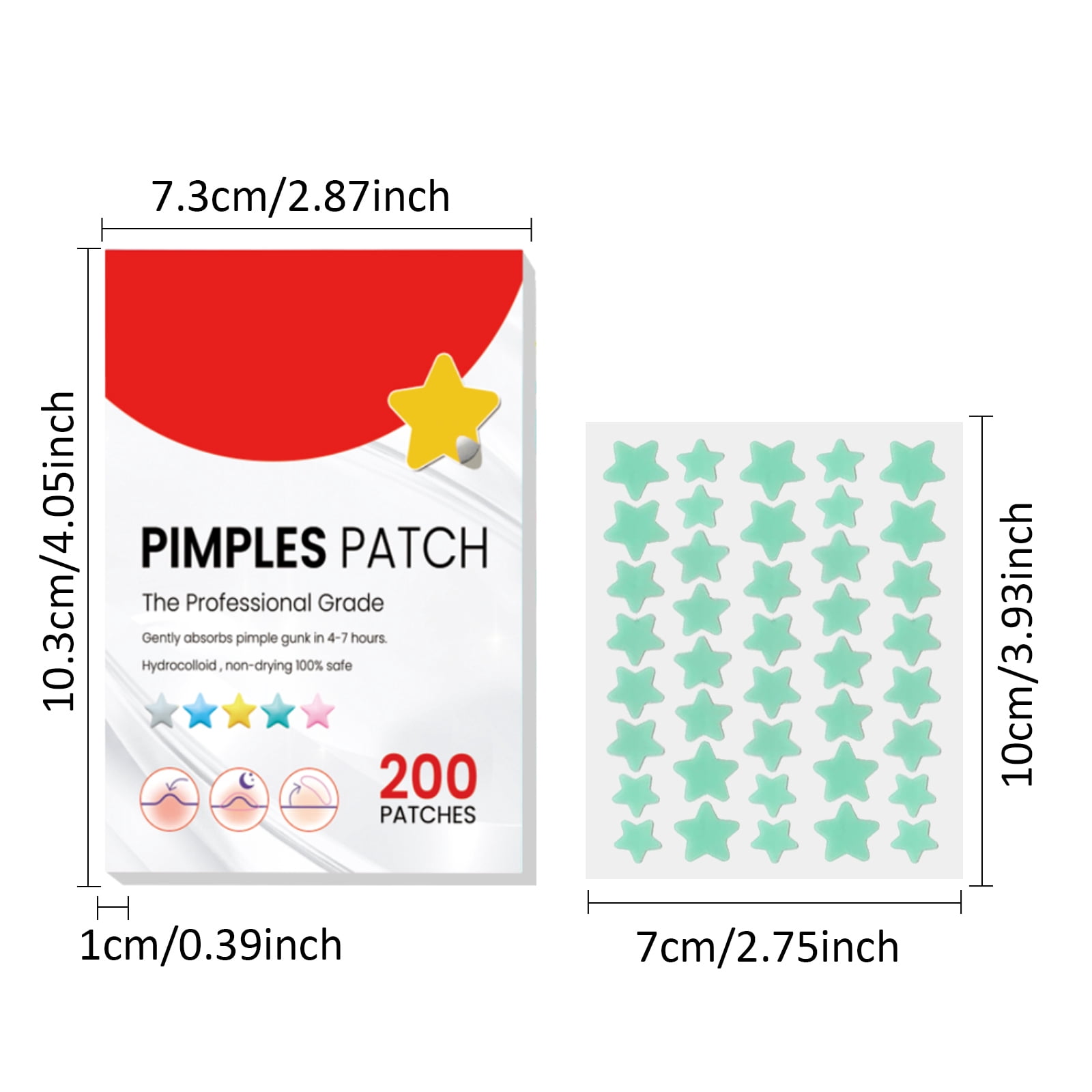 Alvantor Pimple Patches with Tea Tree Hydrocolloid Acne, Star Zit Covers, 200 Count