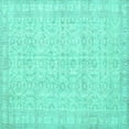 thumbnail image 1 of Ahgly Company Machine Washable Indoor Square Persian Turquoise Blue Traditional Area Rugs, 7' Square, 1 of 4