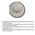 thumbnail image 4 of Women's Wide Brim Pearl Studded Sun Hat with Black Trim, 4 of 4