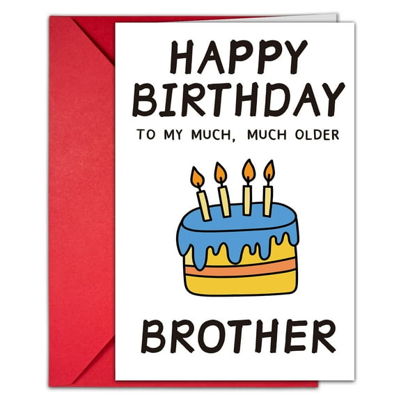 Happy Birthday Card for Brother – Funny "Much Older Brother" Design – Includes Red Envelope – Perfect Gift for Birthdays or Celebrations
