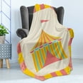 thumbnail image 4 of Circus Soft Flannel Fleece Blanket, Circus Tent Illustration with Grunge Look Vintage Entertainment Carnival Theme Art, Cozy Plush for Indoor and Outdoor Use, 70" x 90", Multicolor, by Ambesonne, 4 of 5