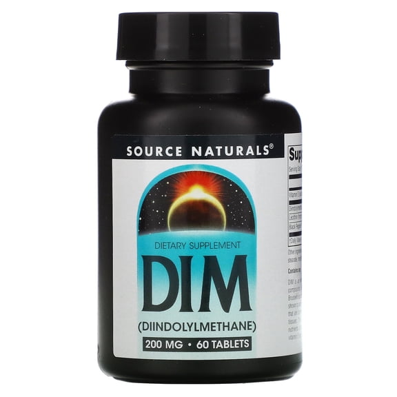 Source Naturals DIM, Diindolylmethane 200mg with BioPerine, Vitamin E & More - 60 Tablets