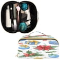 thumbnail image 4 of Iauyy Rhombus Cosmetic Bag with Handle Large Capacity Luxury Twill Travel Makeup Bag ,Yellow Ornament, 4 of 8