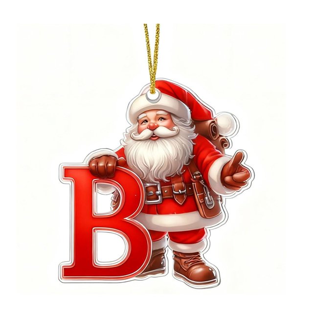 Christmas Tree Ornaments Flat 2D Letter Decoration for Tree and Car Hanging with String