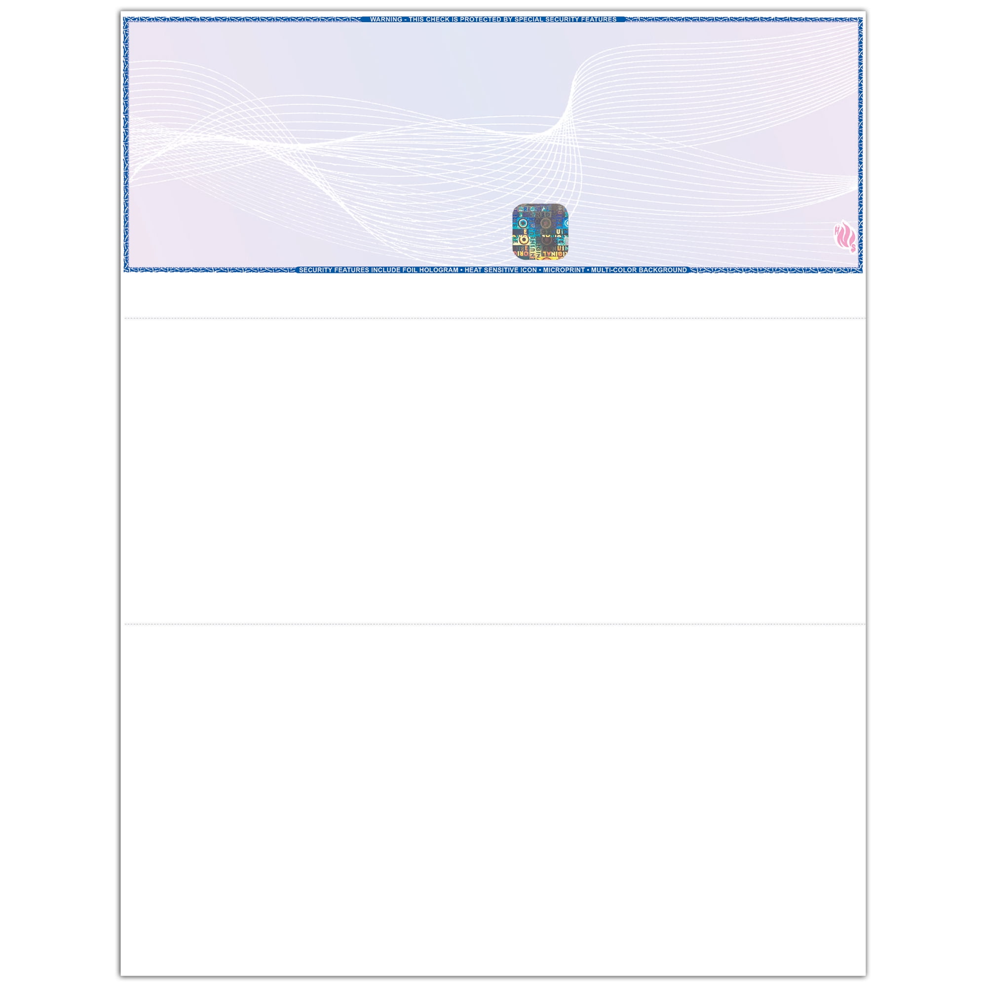 High Security Check Paper with Hologram, Top Check, Blue/Maroon, 1000 Sheets, QuickBooks Compatible