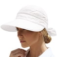 thumbnail image 3 of Women's 2-in-1 Zipper Removable Sun Visor Hat, Ponytail Friendly Baseball Cap with Bow, UPF 50+ Quick Dry Packable Summer Sun Hat for Beach Pool Travel Hiking White, 3 of 9