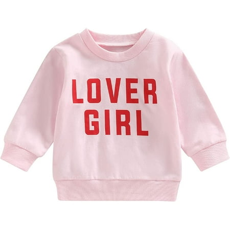 

PIKADINGNIS Toddler Baby Boy Girl Valentine s Day Sweatshirt Letter Print Long Sleeve Pullover Tops Casual Spring Fall Clothes