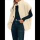 thumbnail image 2 of Chaleco de Felpa para Mujer, Informal, Extragrande, Cálido, con Botones y Bolsillos Crema M, 2 of 8