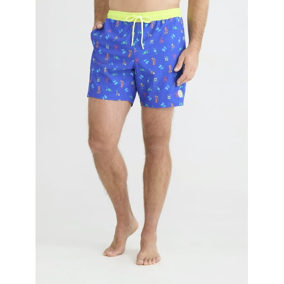 Birdie Bound Men's & Big Men's Swim Trunks with 2-In-1 Liner, Sizes S-3XL