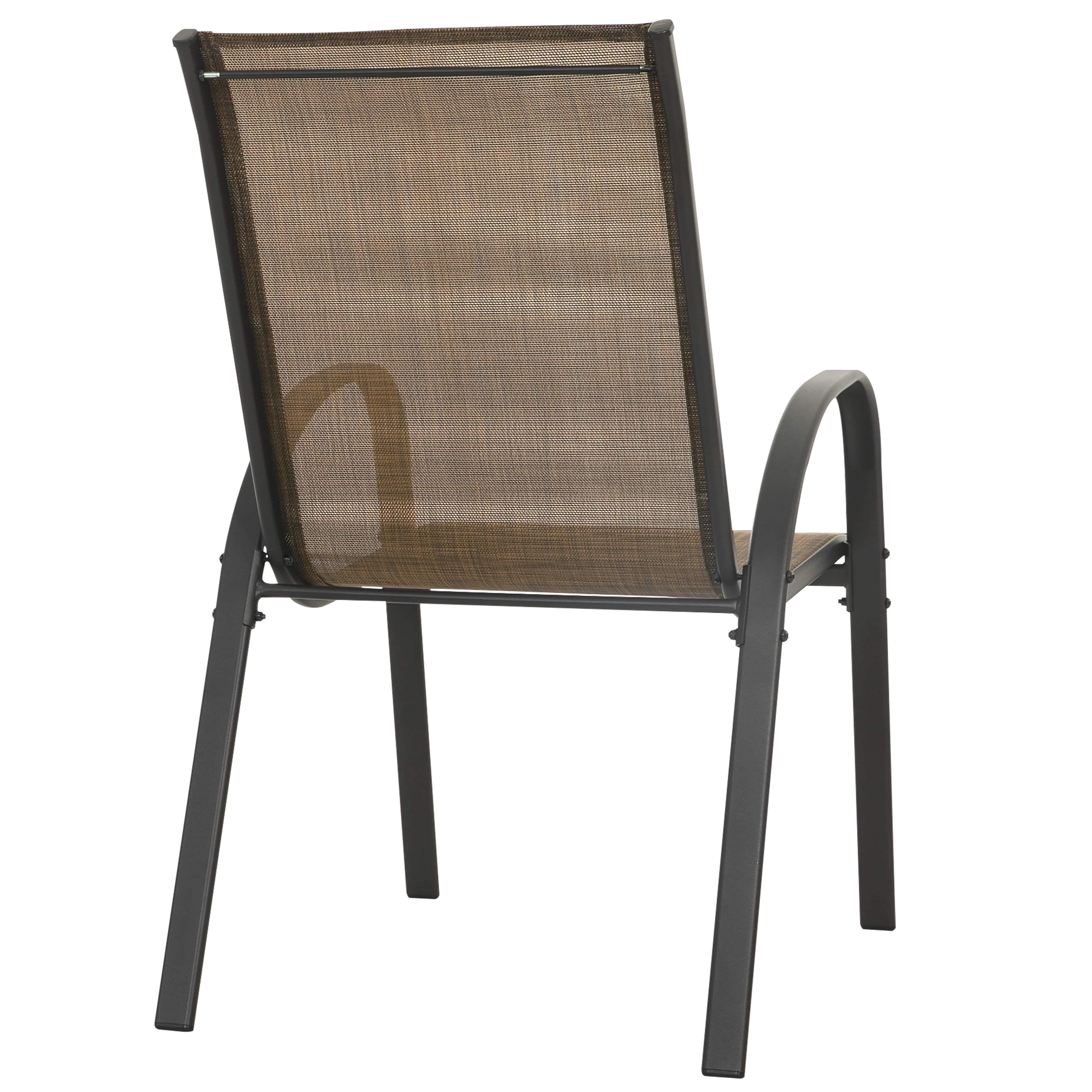 Nuu Garden Outdoor Stackable Chairs Set of 4, Patio Dining Chairs for All Weather, Breathable Textilene Outdoor Chair Set with Armrests, Brown