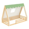 thumbnail image 7 of Bellemave Full Size Teepee House Floor Bed Frame with Tent and Light, Solid Wood Montessori Floor Bed with Guardrails, Bedroom, No Spring Box Needed, 7 of 7