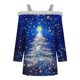 thumbnail image 4 of Puntoco Camiseta con estampado navideño de hombros descubiertos y estilo casual para mujer, 4 of 5