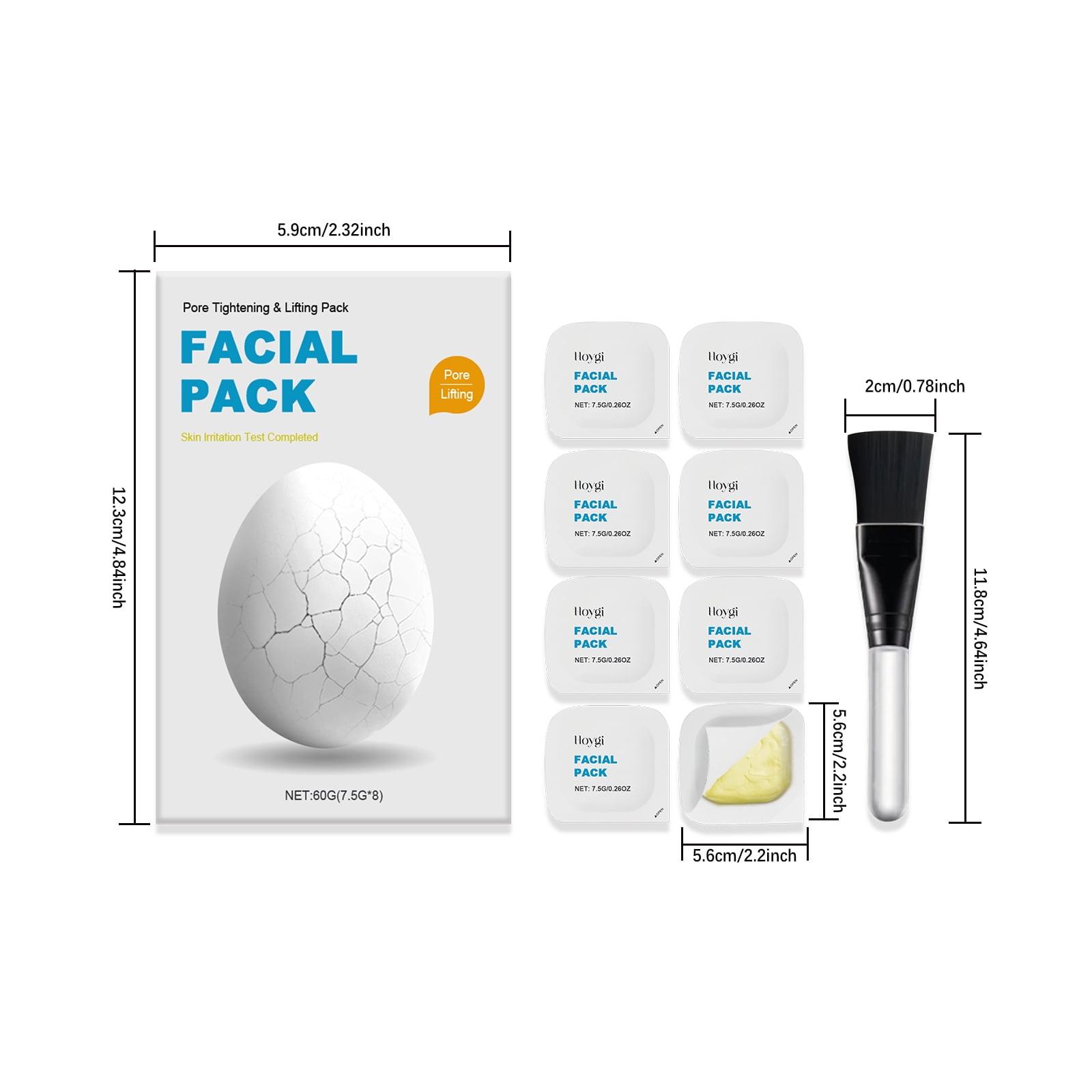Alvantor Facial Pack Hydrating Firming Zombie Face Mask with Brush for Pores & Wrinkles, 8 Pack