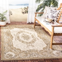 Safavieh Courtyard Dorian Oriental Indoor/Outdoor Area Rug, Creme/Brown, 5'3" x 7'7"