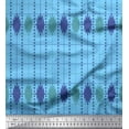 thumbnail image 1 of Soimoi Blue Modal Satin Fabric Pannahazar Jamdani Print Sewing Fabric Yard 42 Inch Wide, 1 of 1