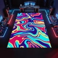 thumbnail image 4 of Abstract Colorful Stripes Area Rugs, Vintage Multi Wave Carpet, Non Slip Low Pile Washable Indoor Rug for Living Room Bedroom Gameroom Study Office Entrance Foyer 4x5ft, 4 of 8