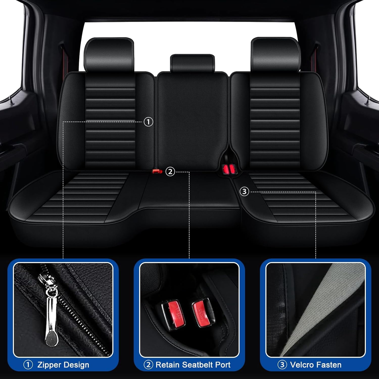 DIKSOAKR Seat Covers Fit for 2015-2024 2025 Chevrolet Chevy Colorado Crew Cab Z71 LT ZR2 Custom Leather Truck Seat Covers