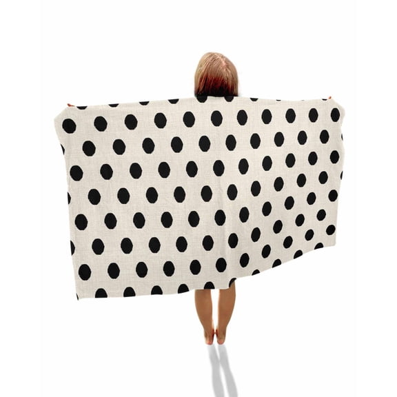 Wave Point Black Beach Towels Oversized Super Absorbent, Modern Minimalist Geometric on Linen Lightweight Bath Towel Quick Dry Sets For Bathroom/Pool/Rv Camping/Beach Play/Gym Room/Picnic 30"x60"