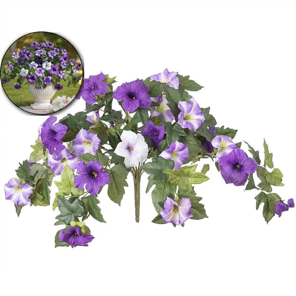Artificial Petunia Flowers for Outdoors, Fake Flowers for Outdoor Planters UV Resistant Faux Silk Petunias for Garden Porch Yard Balcony Patio Realistic Home Kitchen Decor