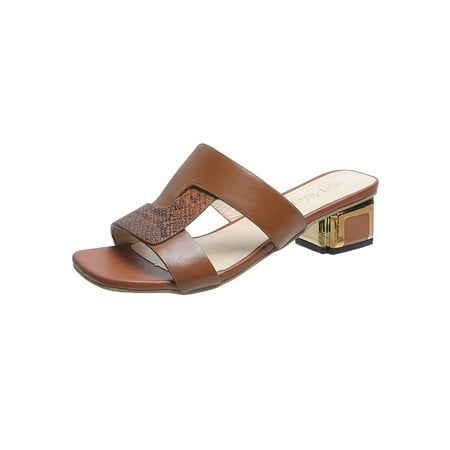 

Rotosw Ladies Slippers Slip On Slides Backless Casual Shoes Lightweight Open Toe Sandals Beach Comfortable Slide Slipper Dark Brown 5.5