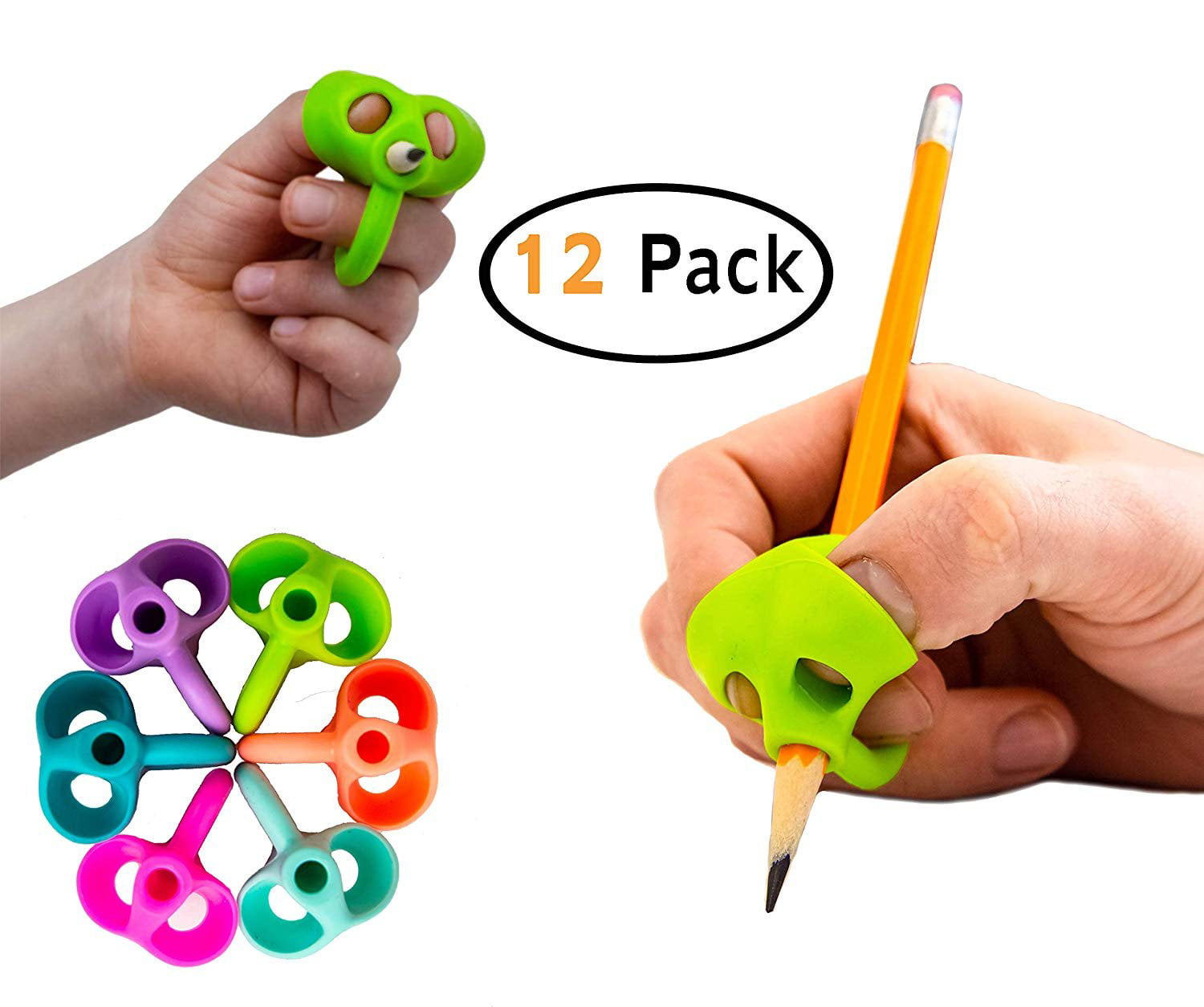 Soft Silcone Training Grip with Assorted Colors Pencil Grips for Kids Handwriting Left Handed Toddlers 2-4 Years Pack of 5 by AUTEMOJO