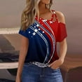 thumbnail image 2 of Womens Flowy Summer Tops, Casual Cold Shoulder 4Th Of July Sexy Short Sleeve T-Shirt Red White And Royal Blue Top Shirts Outfits American Flag Tank Top Women Shirts Outfit (XXL, Dark Blue) ZMTing, 2 of 4