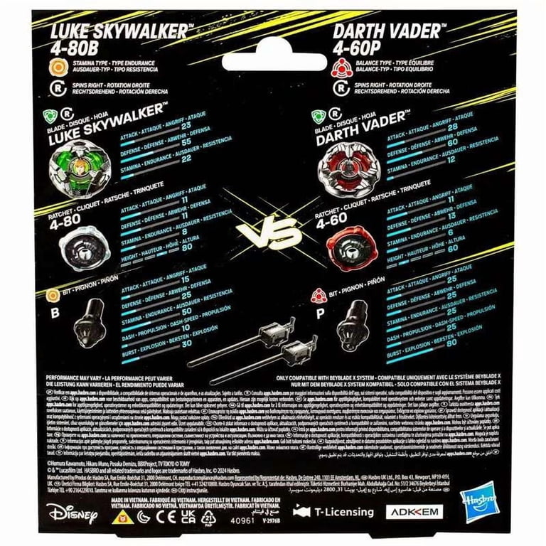 Beyblade X Star Wars Luke Skywalker 4-80B & Darth Vader 4-60P