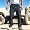 thumbnail image 2 of cllios Cargo Work Pants for Men Outdoor Carpenter Pants Loose Fit Drawstring Elastic Waisted Straight Leg Trousers with Multi Pockets for Tools Dark Gray XXXL, 2 of 6