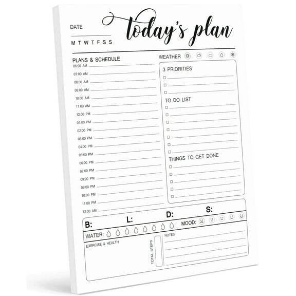 Inkdotpot Daily Planner With Hourly Schedule w / 50 Undated Sheets,Productivity Tracker Tear Off Pad- Personal Planner- Priority Task- Daily Goal- To-Do List- Vibrant Calendar-Organizer Scheduler