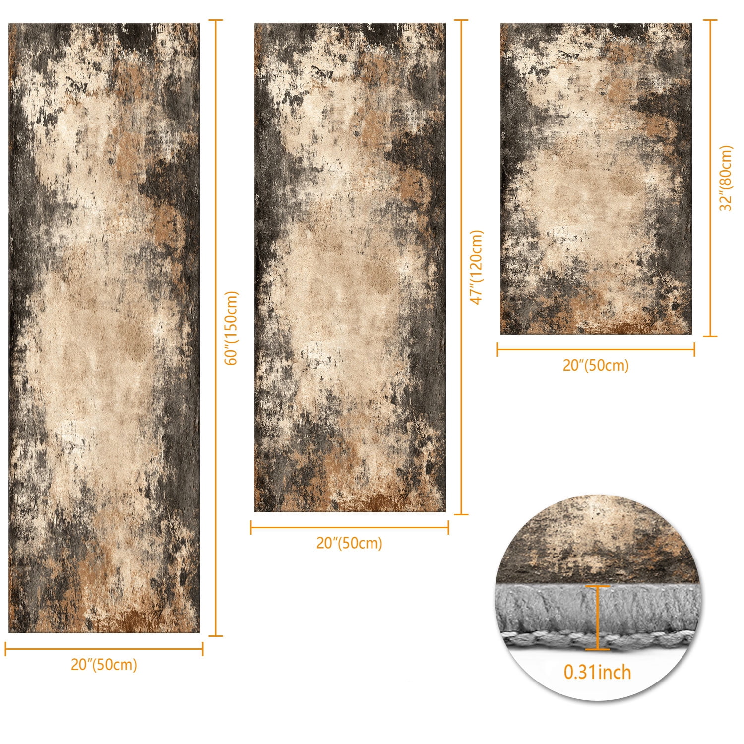3 Piece Kitchen Rug Set, Non-Slip And Washable, Abstract Pattern Kitchen Hallway Rug, Soft And Comfortable, Suitable For Sinks, Floors, Entrances, Hallways and Bathrooms
