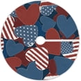 thumbnail image 1 of FMSHPON American Flag Tree Skirt Independence Day Xmas Christmas Tree Skirt Stand Mat for Holiday Party Decoration Indoor Outdoor 48 inches, 1 of 6