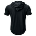 thumbnail image 3 of Defitshape Men's Cotton Hooded Tshirt Summer Top Cool T Shirt Soft Short Sleeve Hoodie Fashion Casual Henley Shirt with Hood Slim Fit Tee Black Medium, 3 of 5